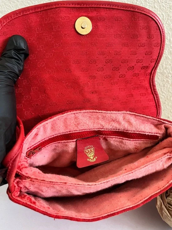 Gucci Red Monogram Crossbody Bag - Picture 11 of 12